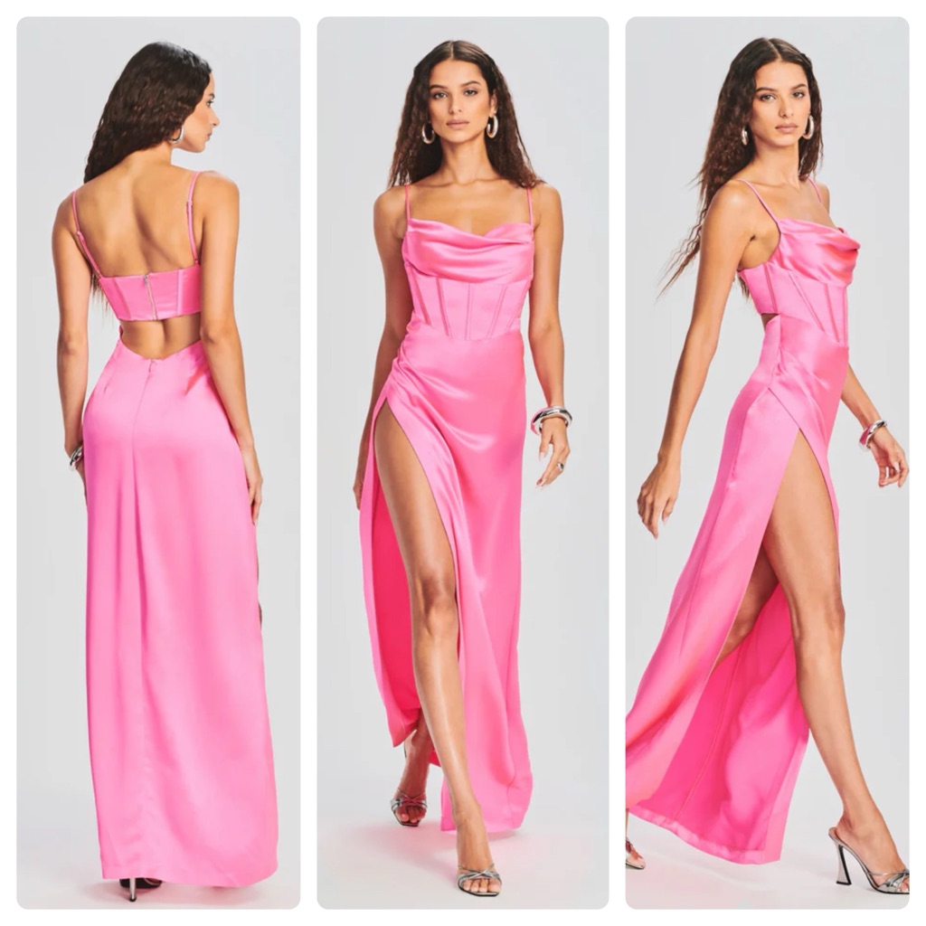 Retrofete Rosa Corset Maxi Dress Size M Hyper Pink Cl